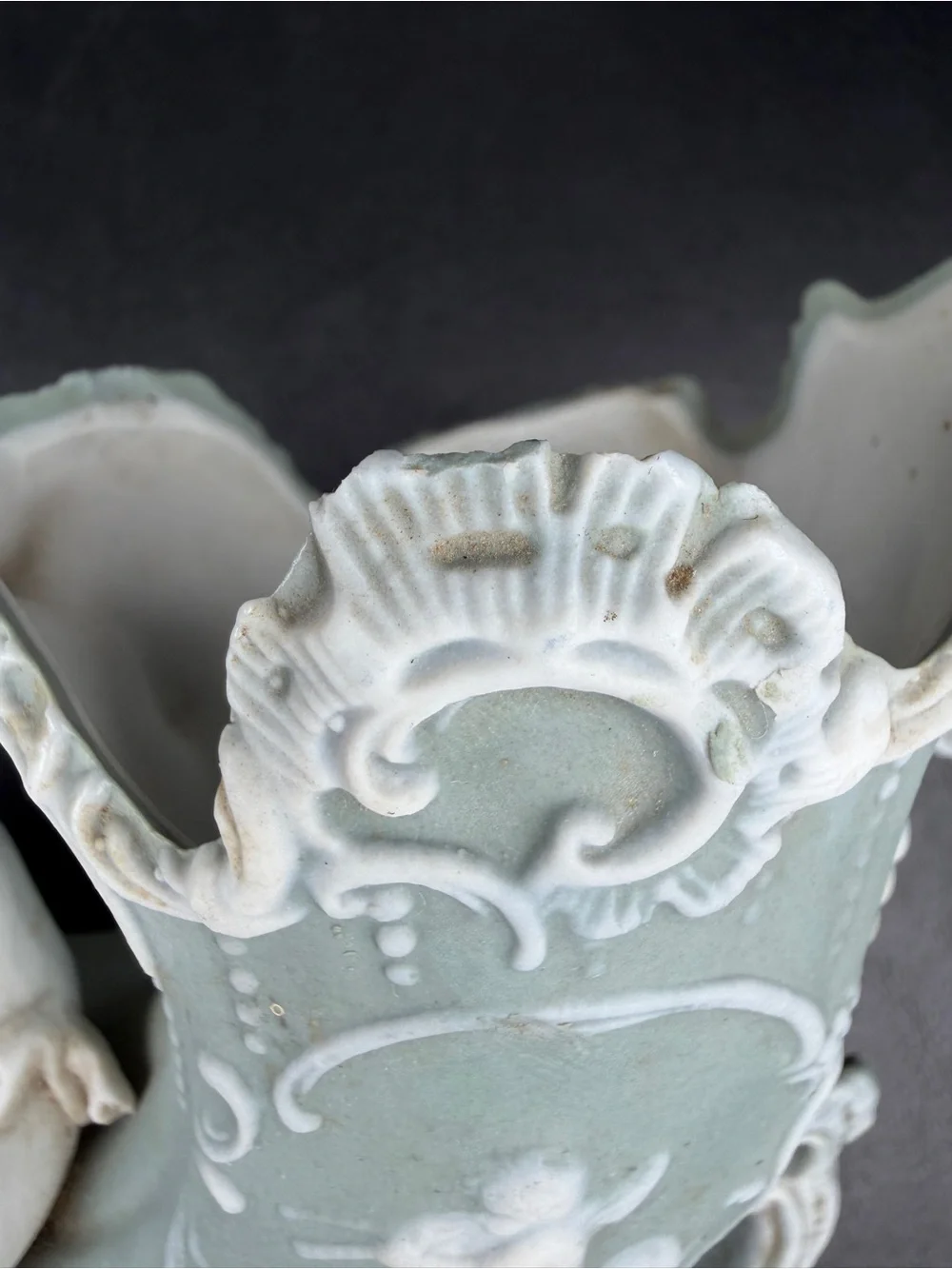 VINTAGE Rococo Cherub Bisque Vase